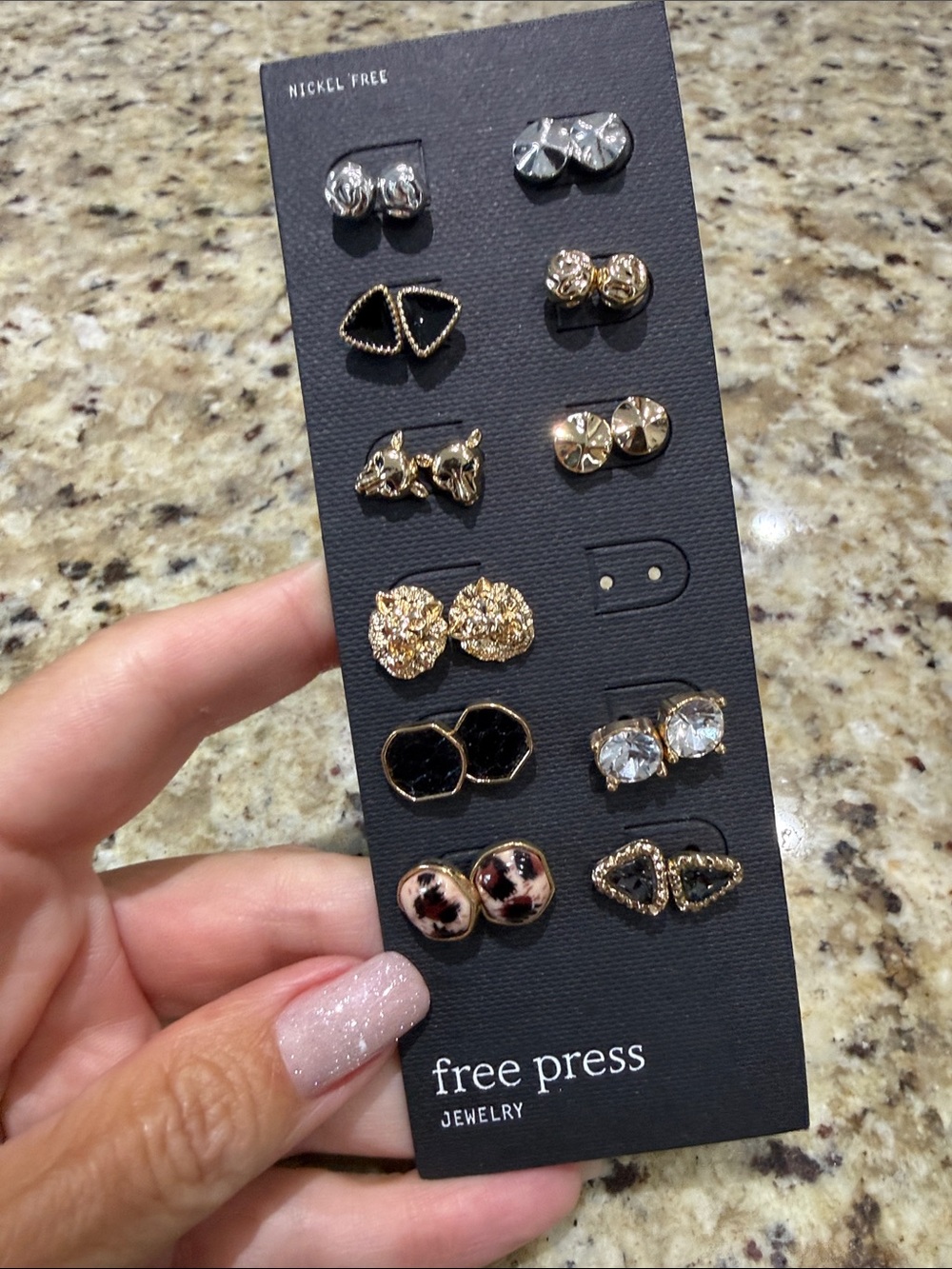 Free Press Gold and White Mini Stud Earring Set